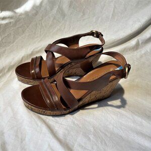 Franco Sarto hi heel shoes womens 7.5M Brown Leather Maestro